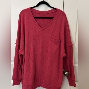 Pinkish long sleeve v-neck pullover size 2X